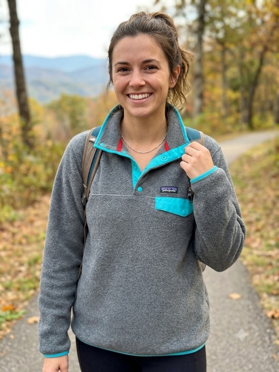 Patagonia Jackets & Blazers - Patagonia Gray Fleece Pullover with Teal Trim